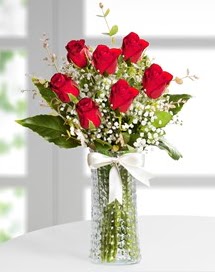 Cam vazoda 7 adet kırmızı gül  Elazığ kaliteli taze ve ucuz çiçekler 