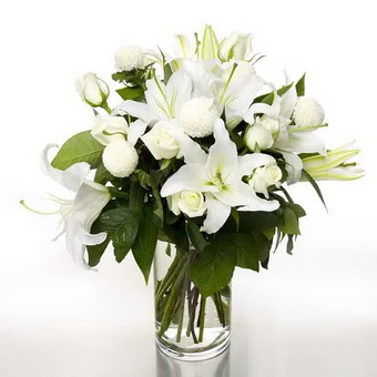  Elazığ anneler günü çiçek yolla  1 dal cazablanca 7 adet beyaz gül vazosu